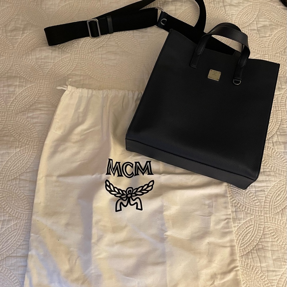 MCM Black and Blue Crossbody Bag with Signature Style